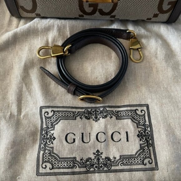 Authentic Gucci Diana NM Bamboo Handle Tote Jumbo GG Canvas Small Brown - Picture 9 of 12